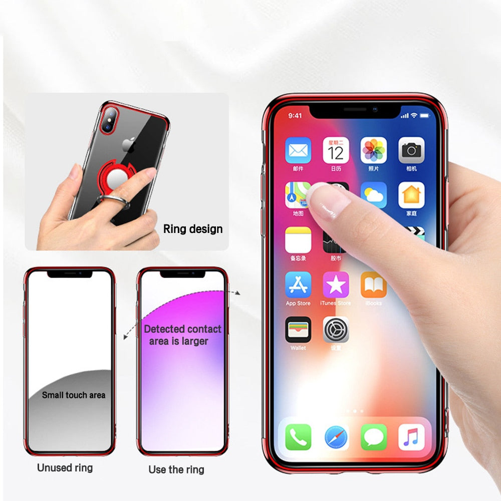 Clear Grip Phone Case – Magnetic Ring Stand & Slim Protection