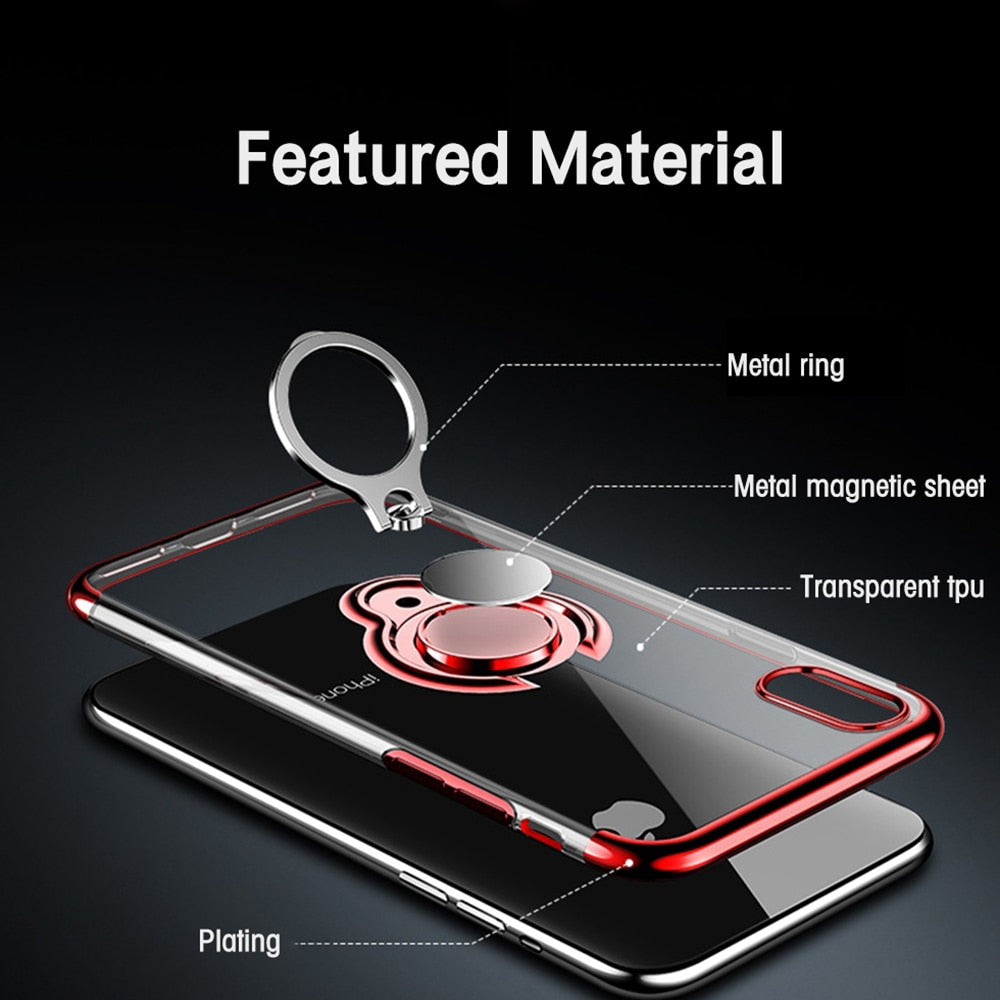 Clear Grip Phone Case – Magnetic Ring Stand & Slim Protection