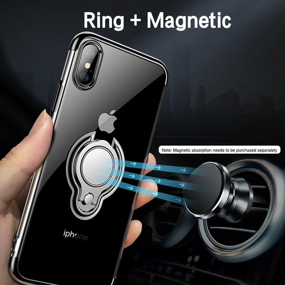 Clear Grip Phone Case – Magnetic Ring Stand & Slim Protection