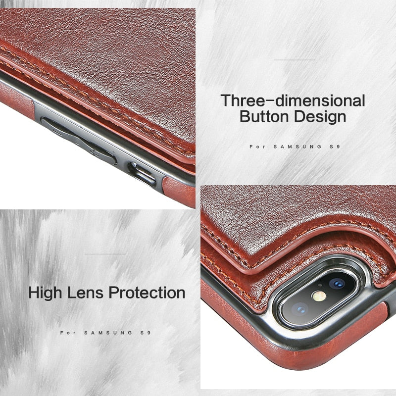 Leather Wallet Phone Case – Card Slots & Slim Folio Design